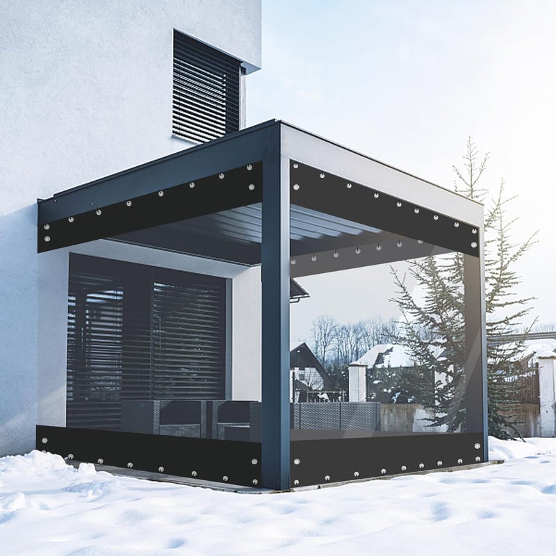 FoundGo 8'Hx7'W Vinyl Curtains for Patio, 19oz Outdoor Clear Patio Enclosure, Heavy Duty Waterproof Tarp With Grommets for Pergola, Porch, Gazebos, Balcony, -4 Cold Resistant - Image 1